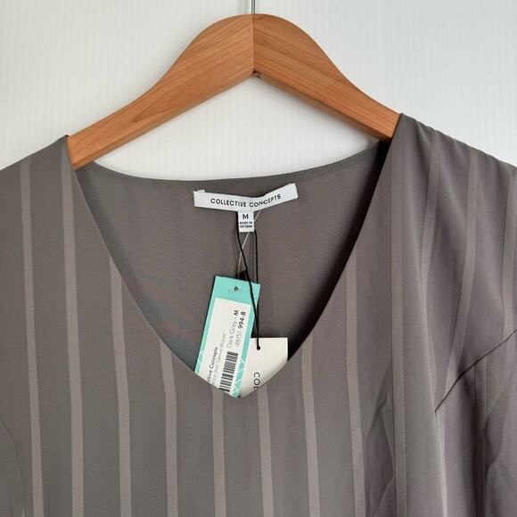 🆕 Collective Concepts for Stitch Fix striped grey Florence bell sleeve blouse - Picture 2 of 8